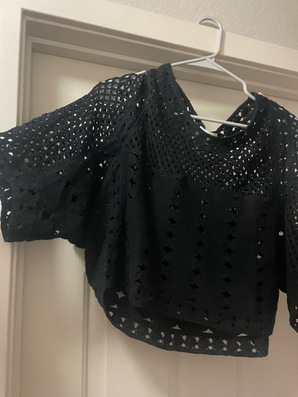SKU0030 Black Crochet Boxy Women's Top - Brand Unspecified